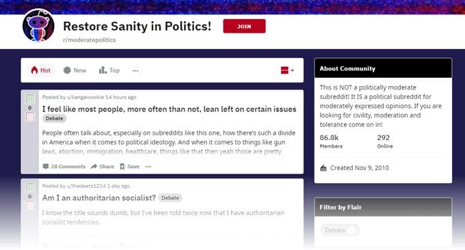 Political-Subreddit-Moderate-Politics - Online Tech Tips Moderate Politics image - Political-Subreddit-Moderate-Politics