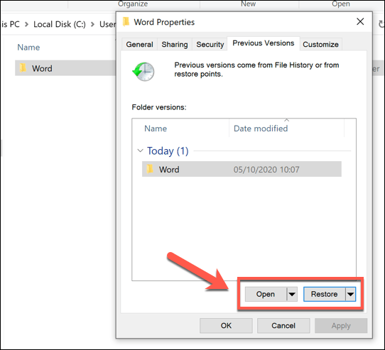 How to Restore Previous Versions of Files in Windows 10 image 8