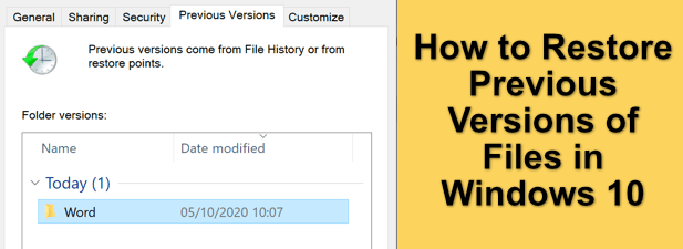 how to revert files to previous versions windows 10