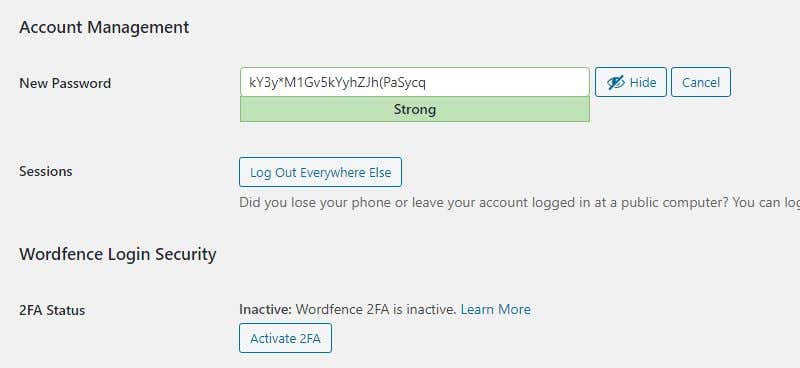 Use the WordPress Password Generator and 2FA image