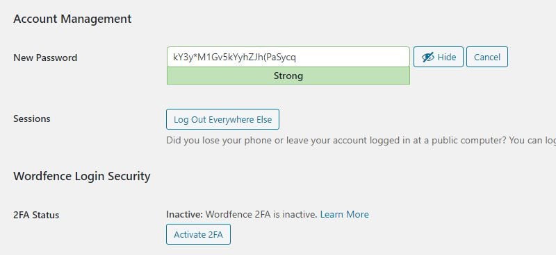 Use the WordPress Password Generator and 2FA image