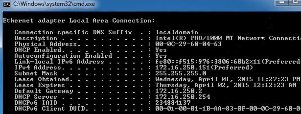 ms dos command to find mac address