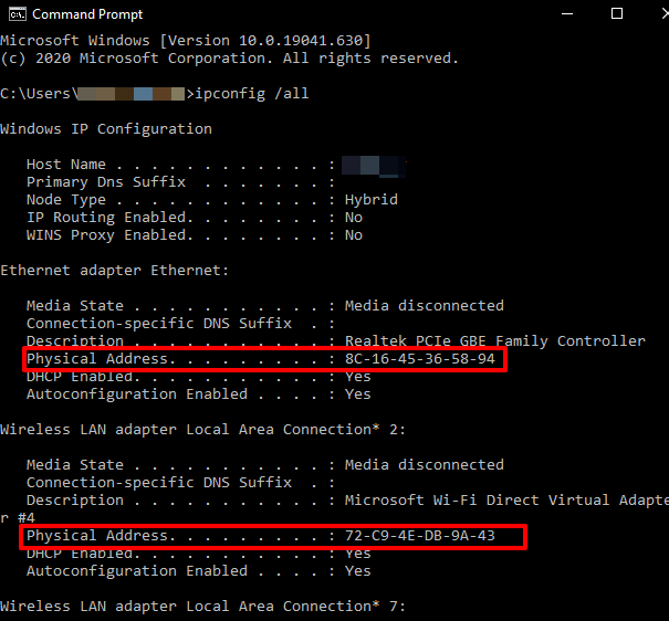 how to find my mac address on pc