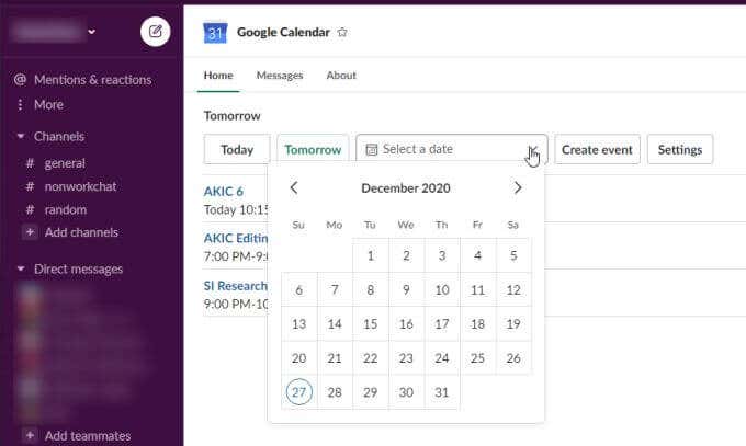 Using the Slack Google Calendar App image 2