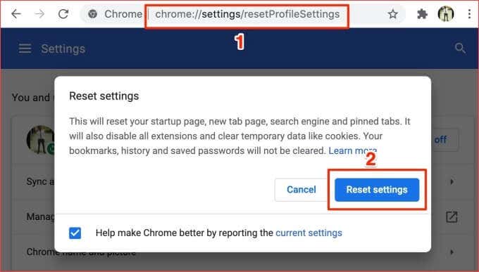 Reset Google Chrome Settings image