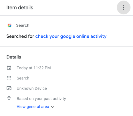 Search for your Google online activity