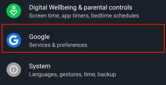 Go to Settings and Select Google
