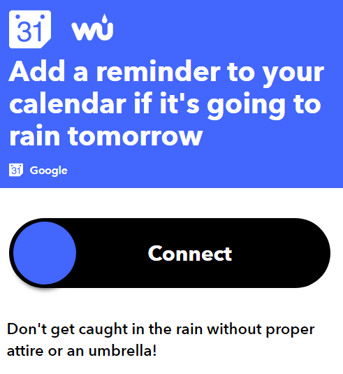 Connect Google Calendar to Weather Underground Using IFTTT image 2