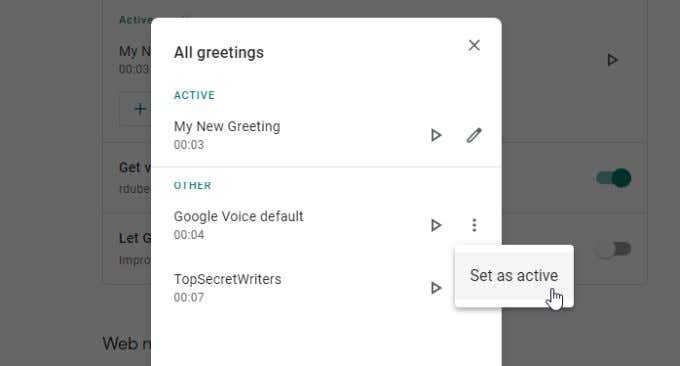 Google Voice Voicemail Settings image