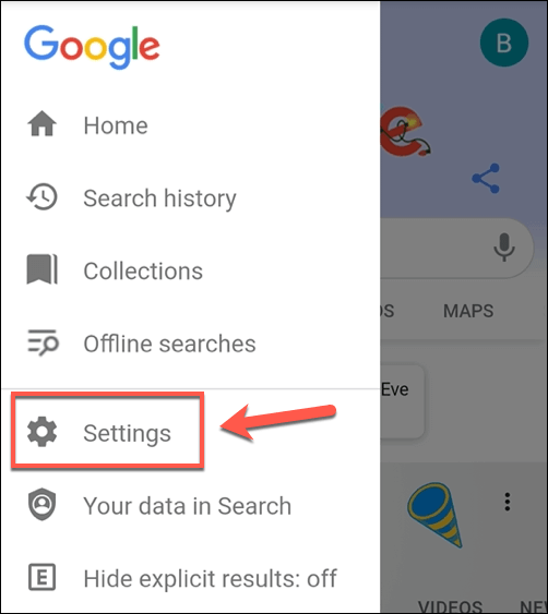 8 Mobile Google Search Settings Option