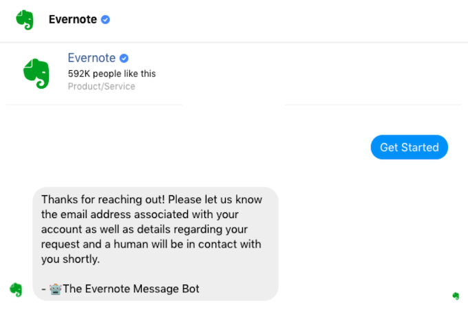 Evernote Messenger bot image