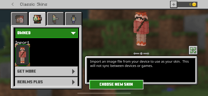 Custom Skin in Minecraft Education Edition MacOS or iPad 