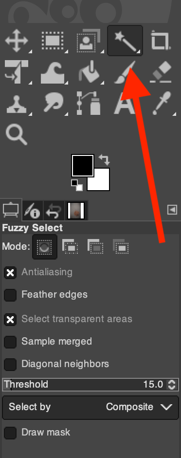 gimp on mac remove fuzzy select area
