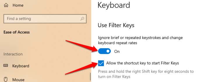 05 disable filter keys windows 10