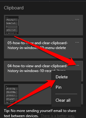 05 how to view and clear clipboard history in windows 10 menu delete