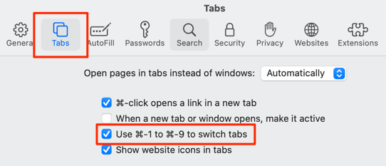 switch tab group safari shortcut