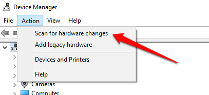 13 scan for hardware changes device manager windows 10