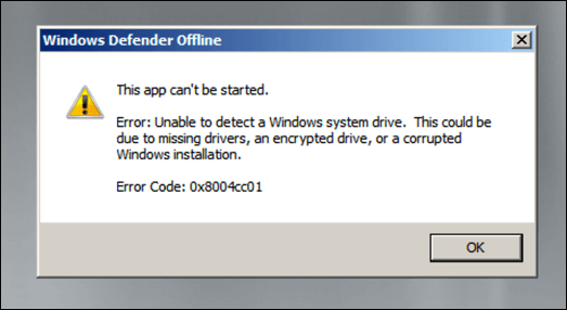 15 Windows Defender Offline Failed