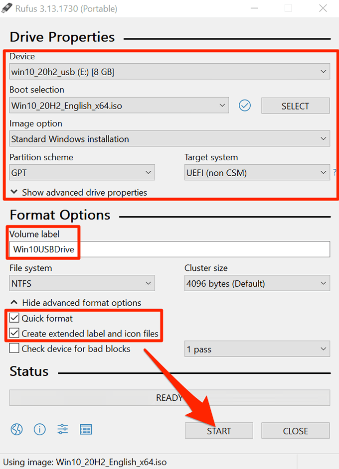 how to create bootable usb for windows 10 rufus