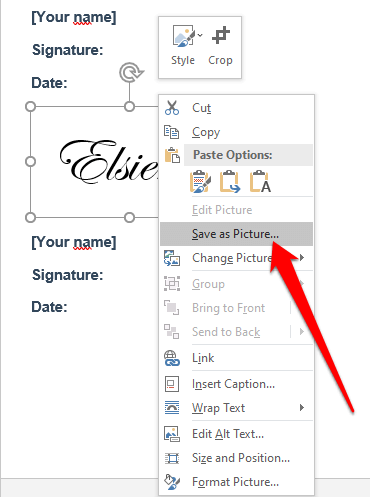 microsoft word add field for digital signature