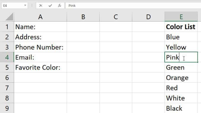 create a drop down list in excel