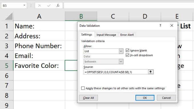 Create a Drop Down List in Excel: Using a Range image 10