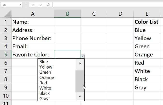Create a Drop Down List in Excel: Using a Range image 11