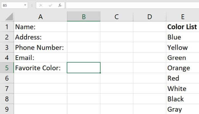 create a drop down list in excel