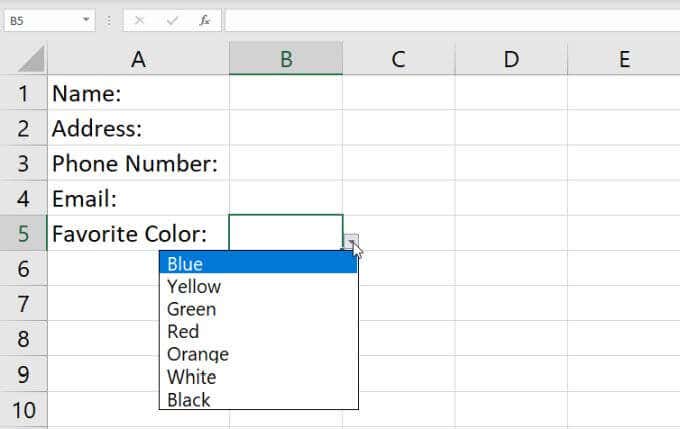 create a drop down list in excel