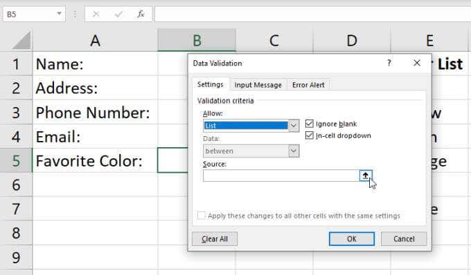 Create a Drop Down List in Excel: Using a Range image 2