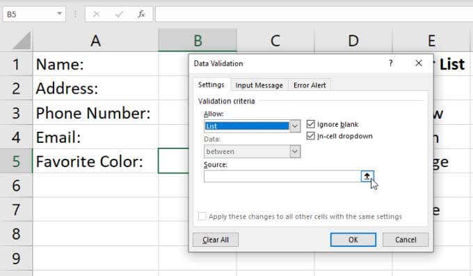 create a drop down list in excel