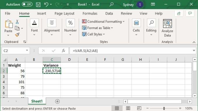 How to Calculate Variance in Excel image 3