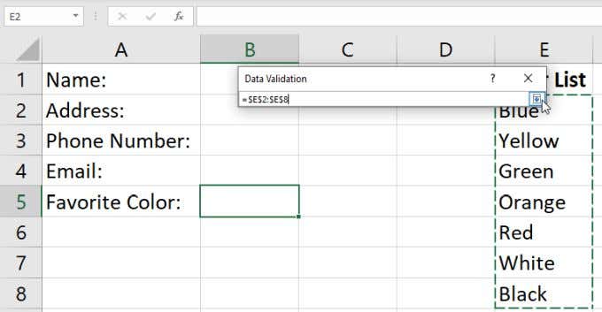Create a Drop Down List in Excel: Using a Range image 3