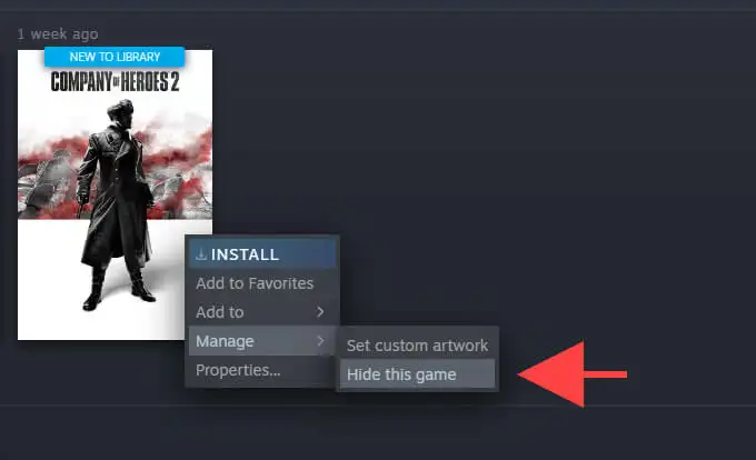 A private feature to hide individual games you're playing on Steam