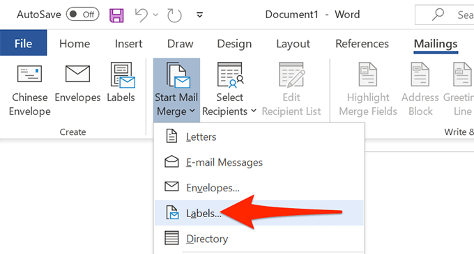 How do you create labels in excel