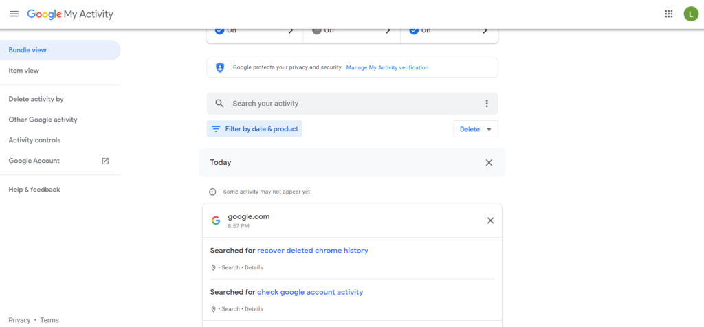 My activity Google History. Реплики в истории