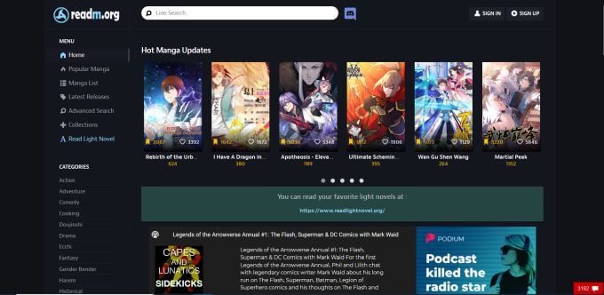 Screenshot of Readm.org website