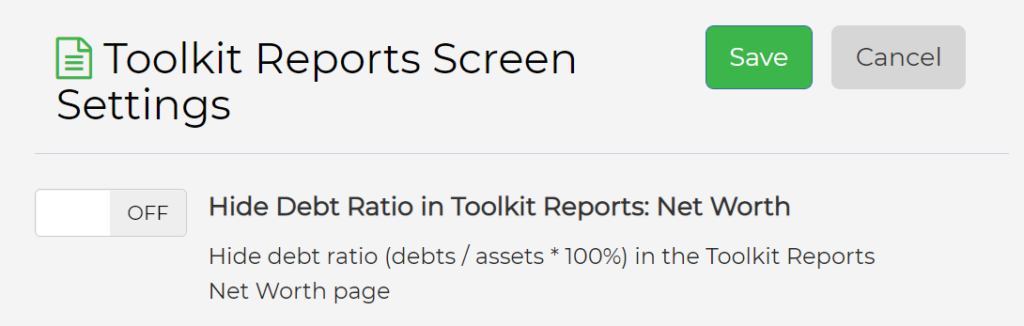 YNAB Toolkit Report Screen Settings image 3