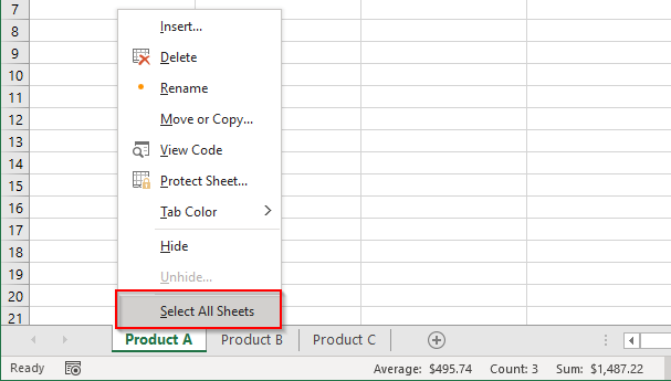 How to Group Worksheets in Excel - 1