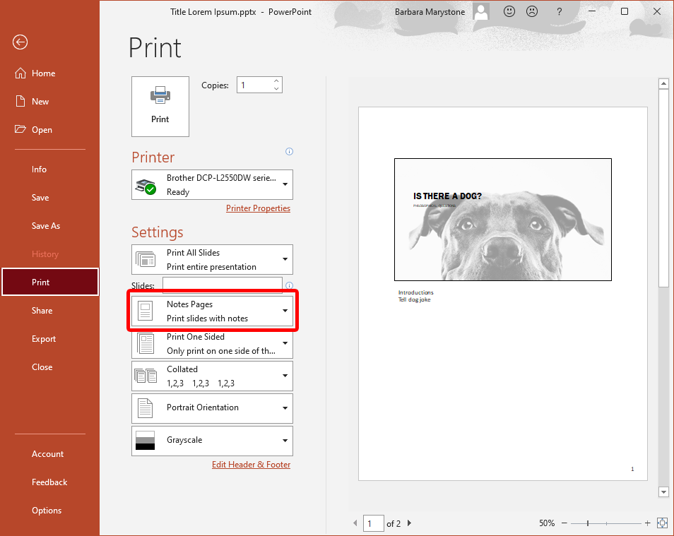 How to Add and Print PowerPoint Notes image