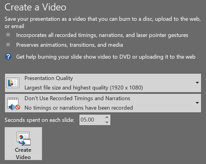 Export the Presentation as a Video image 3