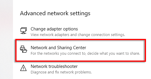 screenshot of advanced network settings