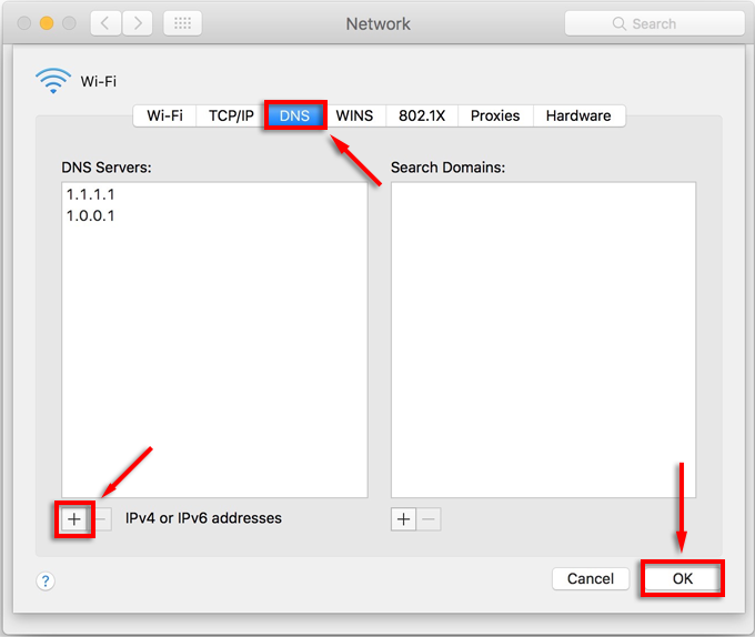 screenshot of  network settings window