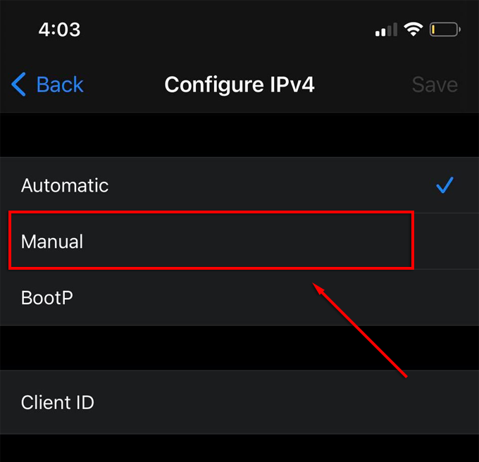 screenshot of configure ipv4 settings page