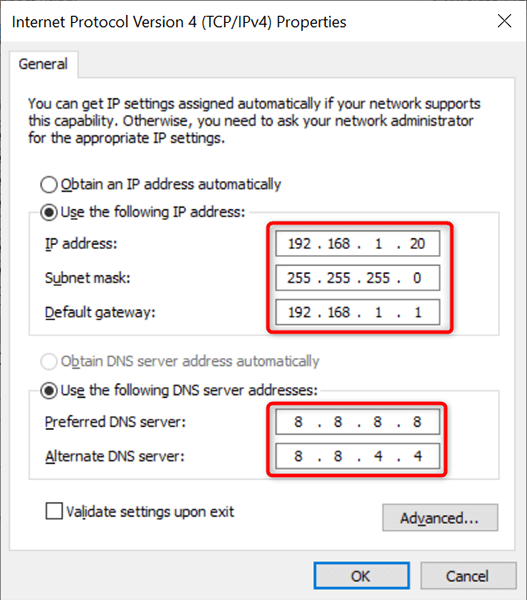 manually assign ip address windows 11