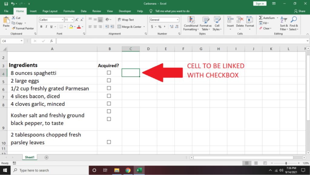 How to Link Cells in an Excel Checklist image