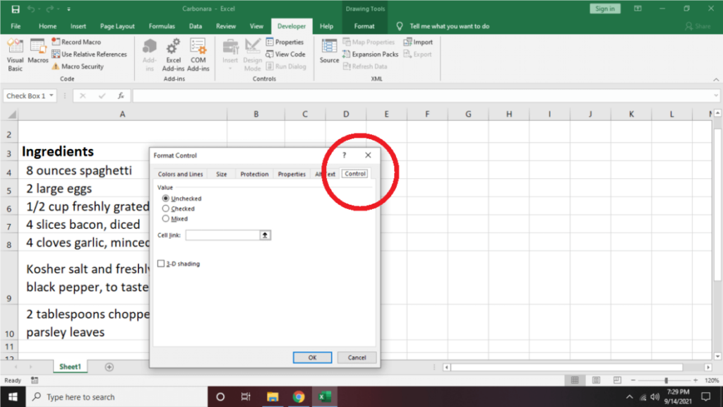 How to Link Cells in an Excel Checklist image 3
