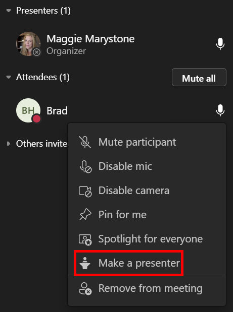 How To Promote an Attendee to Presenter in Teams image 2
