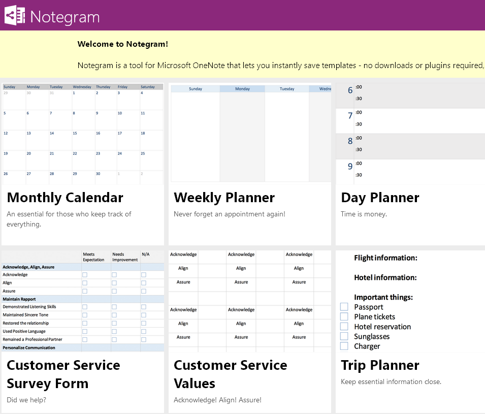 onenote notebook templates