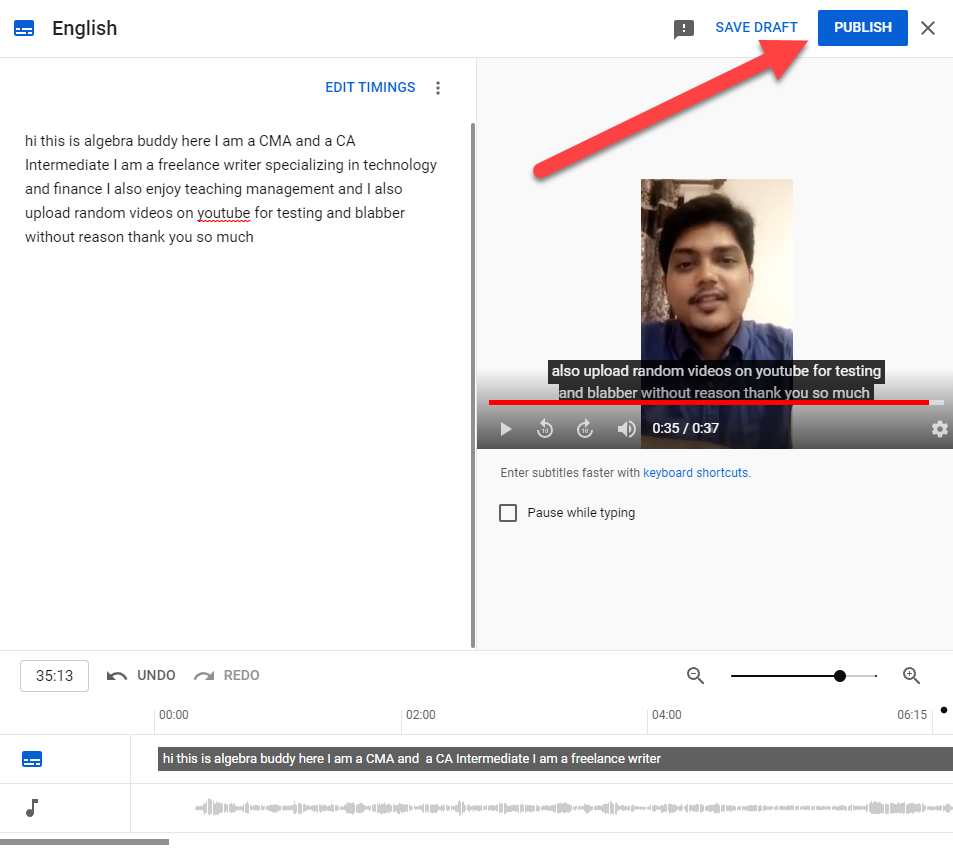 Convert YouTube Video to Text Using the Built-In Transcription Tool image 4